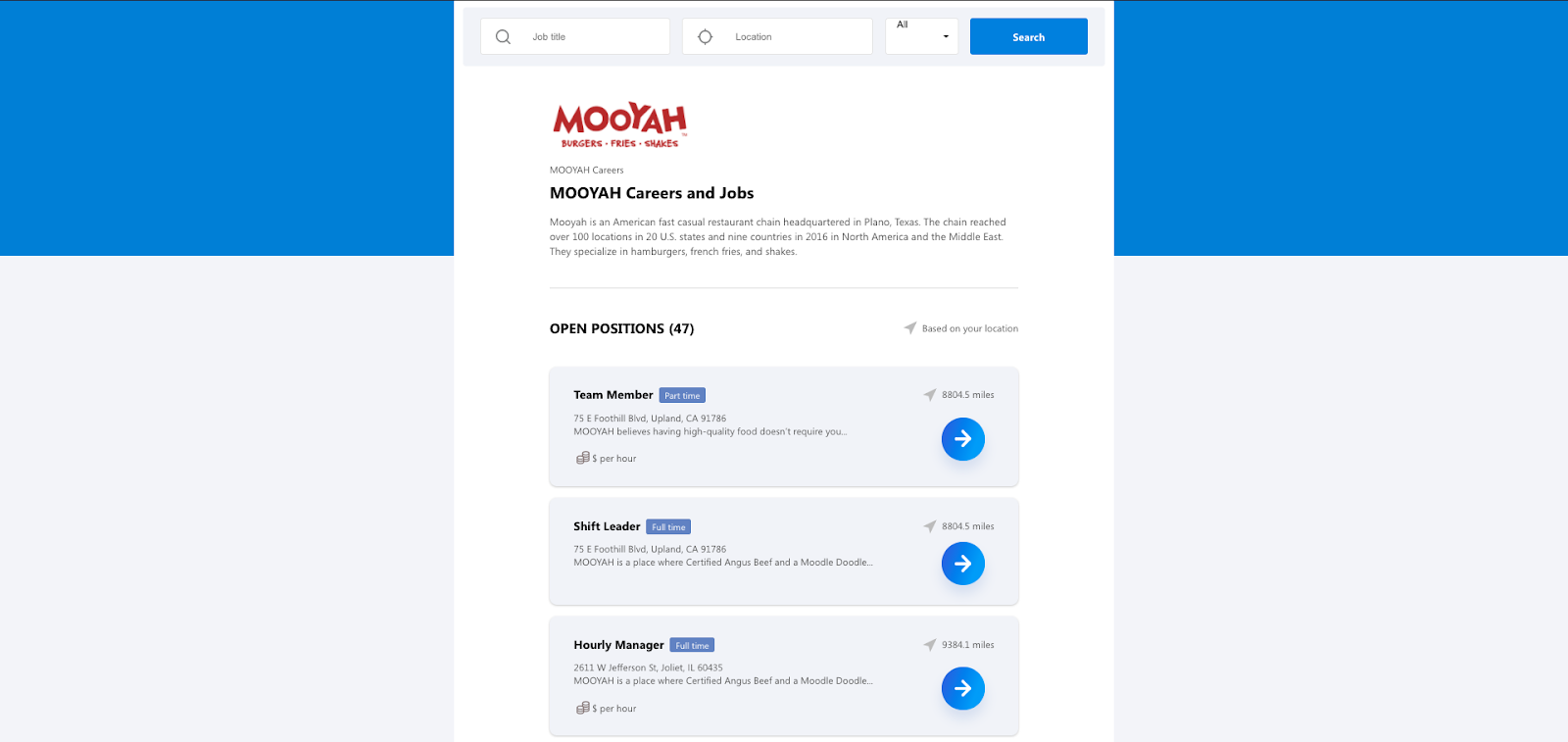 página de carrera de mooyah